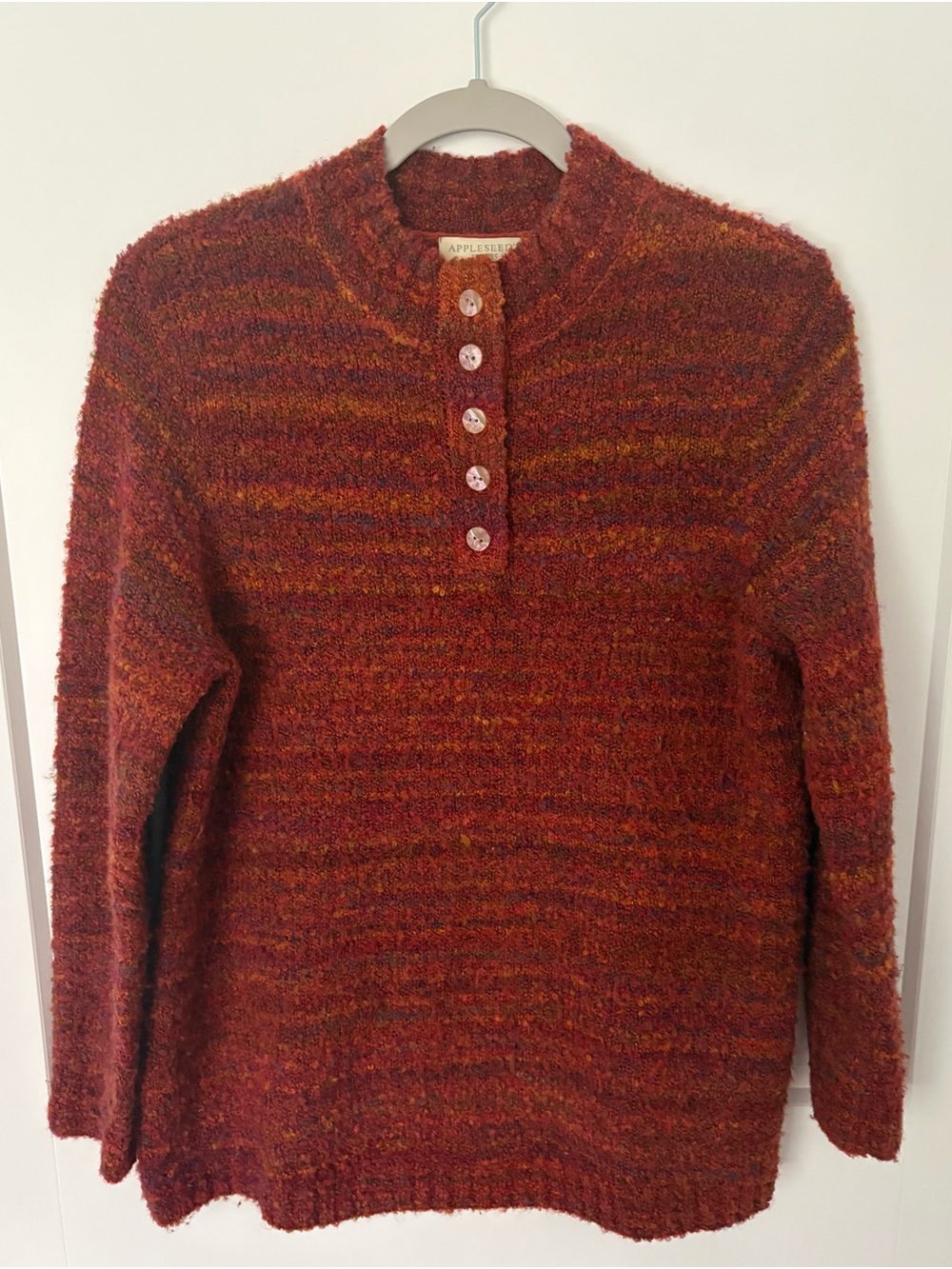 Appleseed's Women's Rust Marled Scoop-Neck Button Pullover